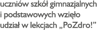 uczniów szkół gimnazjalnych i podstawowych wzięło udział w lekcjach  PoZdro  