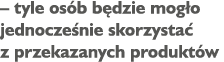   tyle osób będzie mogło jednocześnie skorzystać z przekazanych produktów