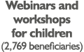 Webinars and workshops for children (2,769 beneficiaries)