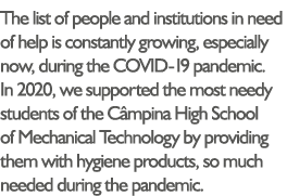 The list of people and institutions in need of help is constantly growing, especially now, during the COVID-19 pandem   