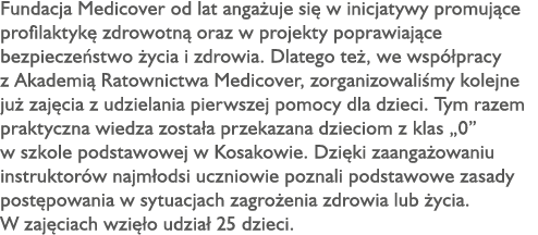 Fundacja Medicover od lat anga uje si w inicjatywy promuj ce profilaktyk  zdrowotn  oraz w projekty poprawiaj ce bez...