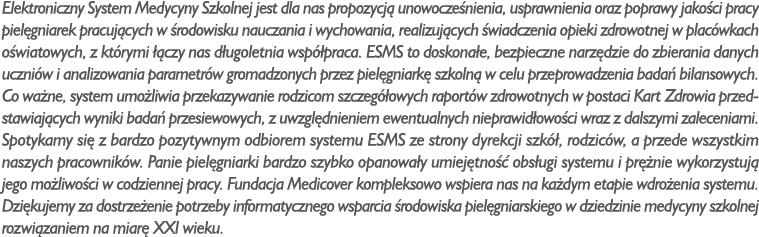 Elektroniczny System Medycyny Szkolnej jest dla nas propozycj unowocze nienia, usprawnienia oraz poprawy jako ci pra...