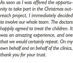 As soon as I was offered the opportunity to take part in the Christmas outreach project, I immediately decided to inv...