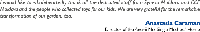 I would like to wholeheartedly thank all the dedicated staff from Synevo Moldova and CCF Moldova and the people who c...
