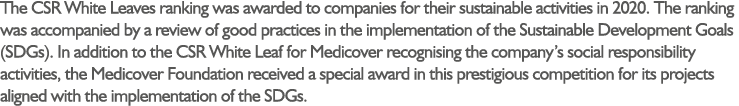 The CSR White Leaves ranking was awarded to companies for their sustainable activities in 2020. The ranking was accom...