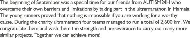 The beginning of September was a special time for our friends from AUTISM24H who overcame their own barriers and limi...