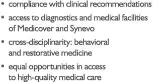 • compliance with clinical recommendations • access to diagnostics and medical facilities of Medicover and Synevo • c...